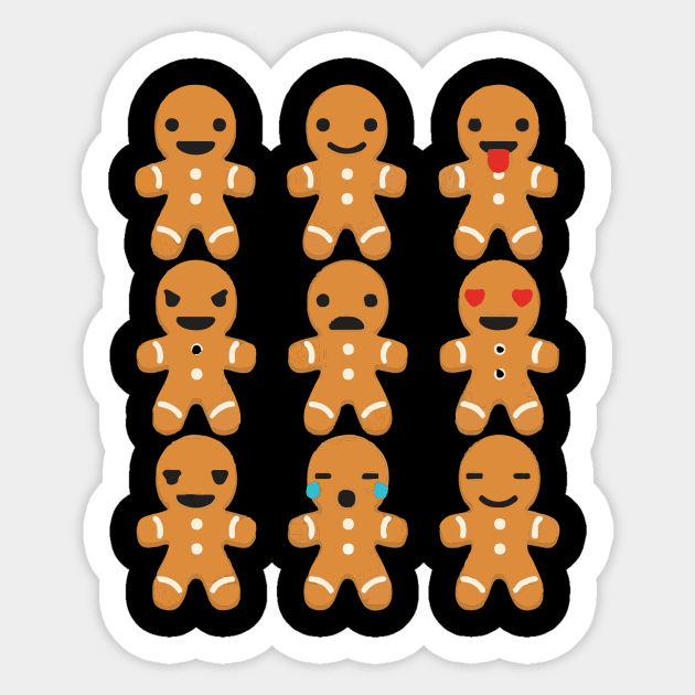 Gingerbread Emoji's Funny Christmas Winter Holiday Sticker by rezaabolghasemitam